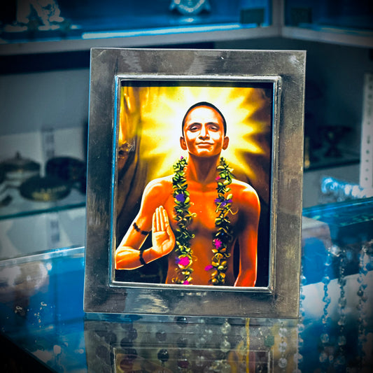 Frame with Young Bhagwan Nityanand Photo - Pure Silver