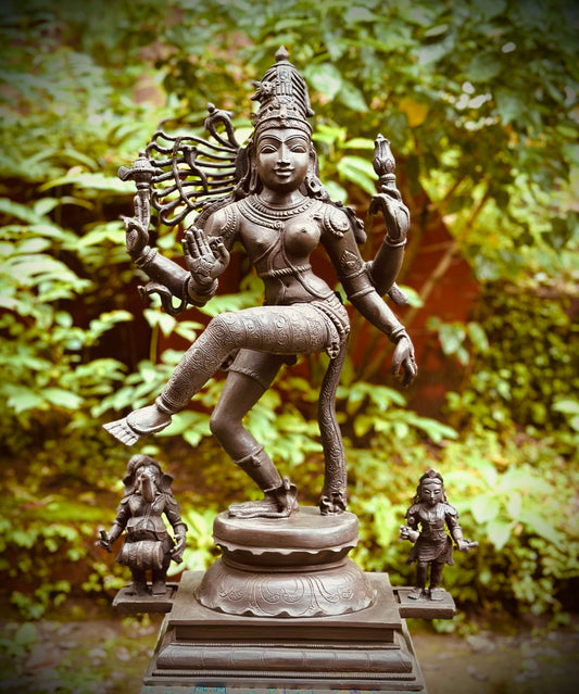 Bronze Ardhanarishwara (Shiva-Parvati) Statue – 27.5"