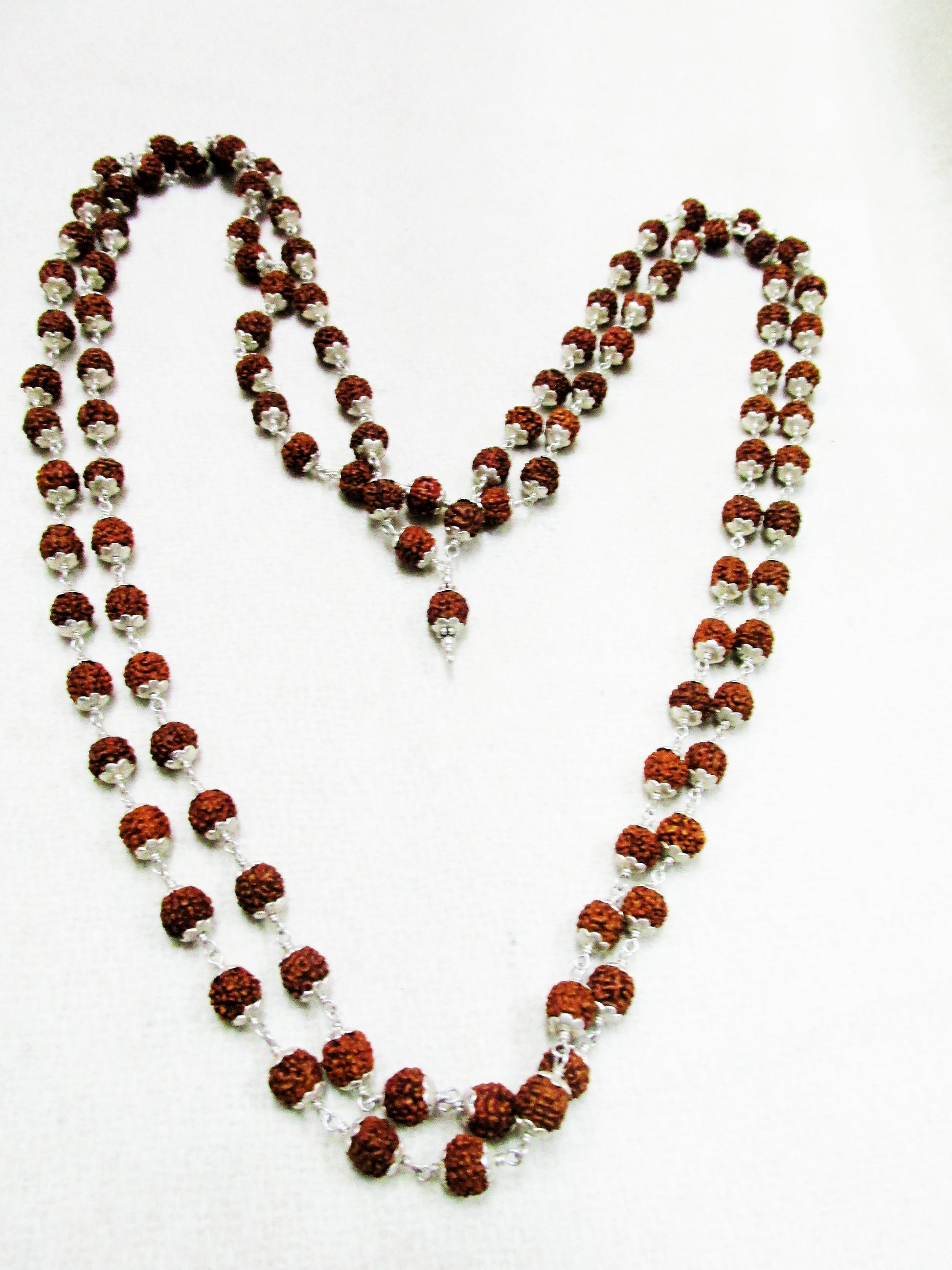 Rudraksha Mala In Silver (With Caps) image 1