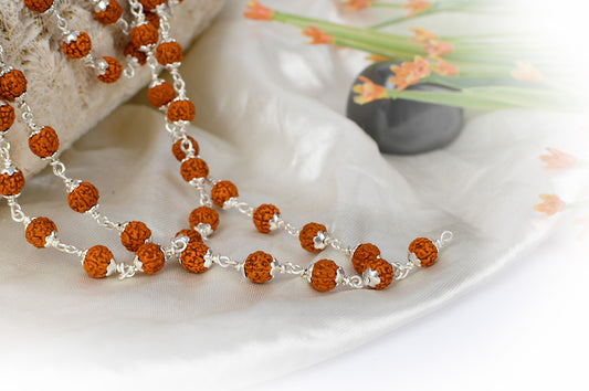 Rudraksha Mala In Silver (With Caps) image 2