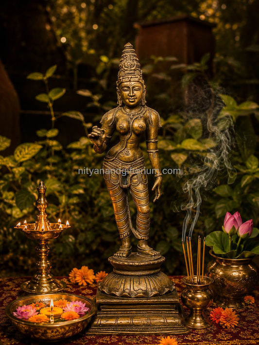 Bronze Standing Goddess Parvati,Chola Style 15"