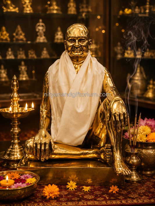Bronze Bhagwan Nityanand Statue – 12 Inches | Solid Handmade Murti Inspired by Ganeshpuri Temple (3d Designing)