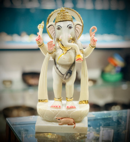 Divine Lord Ganesha Standing Idol 12.5"– Limited Edition -  Marble