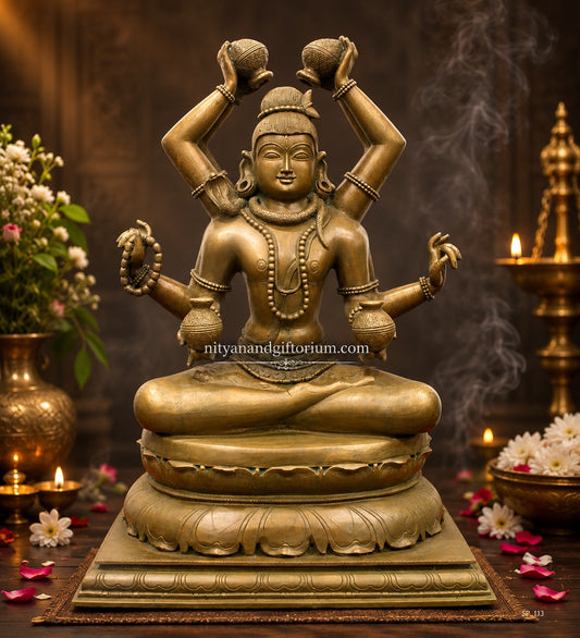 Bronze Mahāmṛtyuñjaya Shiva Statue 30"